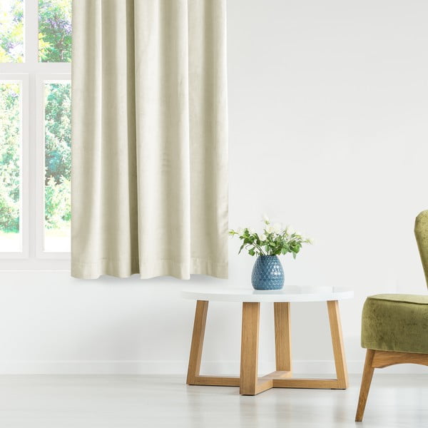 Krēmkrāsas samta daļēji gaismu necaurlaidīgs aizkars 140x245 cm – Restilo-image-4