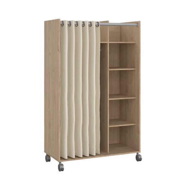 Bēšs/dabīga toņa drēbju skapis ar ozolkoka imitāciju 100x160 cm Kit – Tvilum-image-1