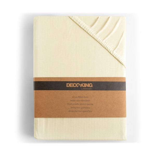 Krēmkrāsas trikotāžas palags ar gumiju 160x200 cm Amber – Restilo-image-4