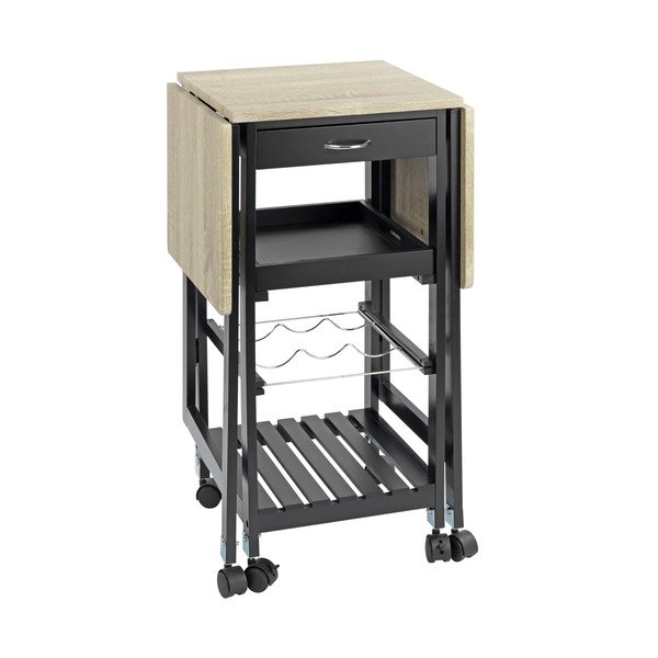 Melns/dabīga toņa vīna skapis ar ozolkoka imitāciju pudeļu skaits 3, 97x77 cm – Maximex-image-2