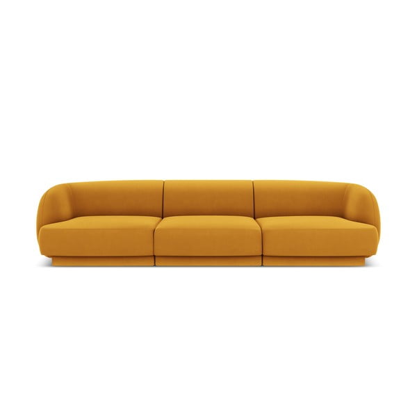 Sinepju dzeltens samta dīvāns 259 cm Miley  – Micadoni Home