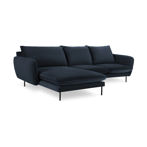 Tumši zils samta stūra dīvāns (kreisais stūris) Vienna – Cosmopolitan Design