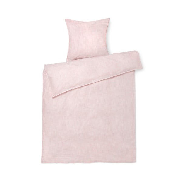 Balta/rozā vienvietīga/īpaši gara gultas veļa no organiskās kokvilnas  140x220 cm Monochrome Lines – JUNA
