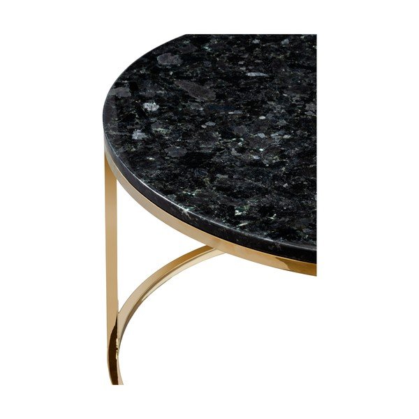 Melna granīta kafijas galdiņš ar zeltītu pamatni RGE Crystal, ⌀ 85 cm-image-3