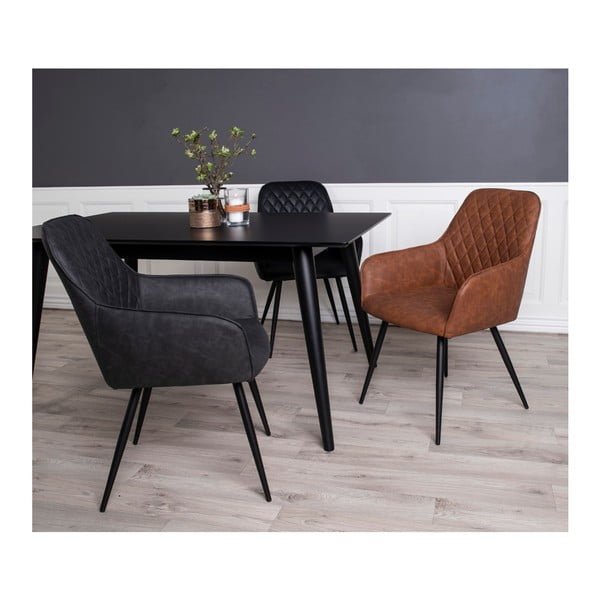 Brūni polsterēti ēdamistabas krēsli ar roku balstiem (2 gab.) Harbo – House Nordic-image-2