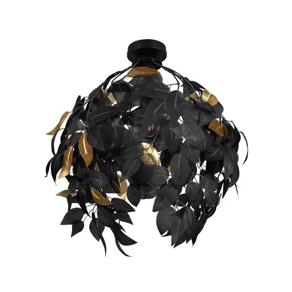 Matēti melna metāla griestu lampa ar plastmasas abažūru ø 38 cm Leavy – Reality