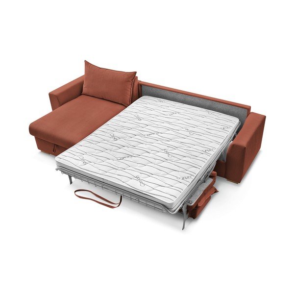 Ķieģeļu sarkans velveta salokāms stūra dīvāns (ar maināmu stūri) Augustin – Bobochic Paris-image-3