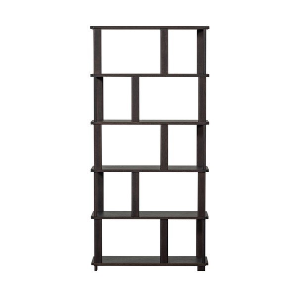 Tumši brūns ozola masīvkoka grāmatplaukts 90x186x30 cm Riss – WOOOD-image-4