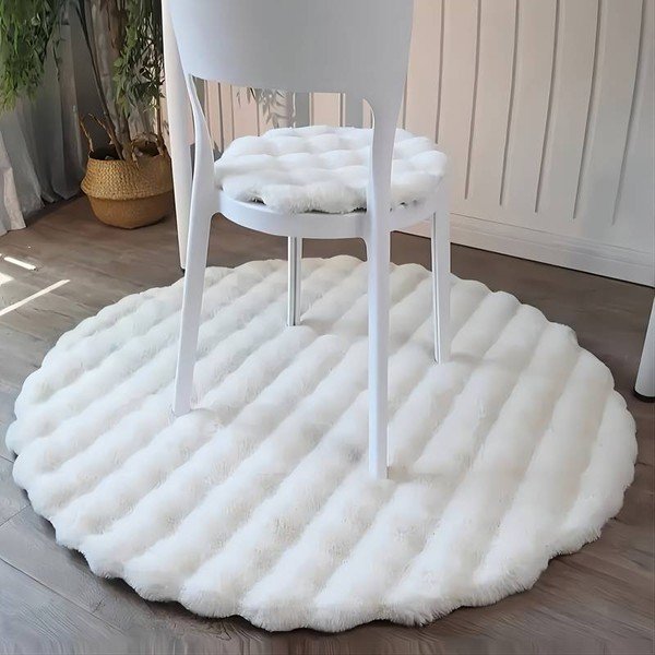 Balts mazgājams apaļš paklājs ø 80 cm Bubble White – Mila Home-image-1