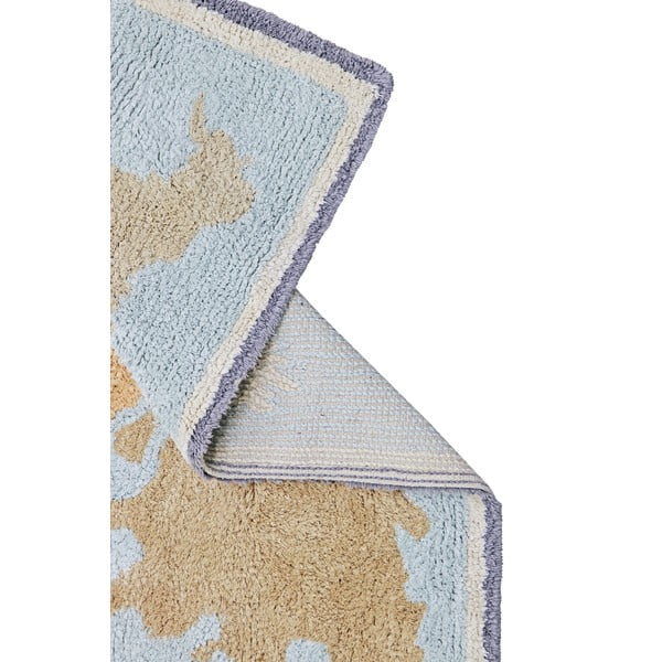 Zils/bēšs mazgājams/ar rokām darināts kokvilnas bērnu rotaļu paklājs 70x100 cm Mini Worldmap – Lorena Canals-image-3