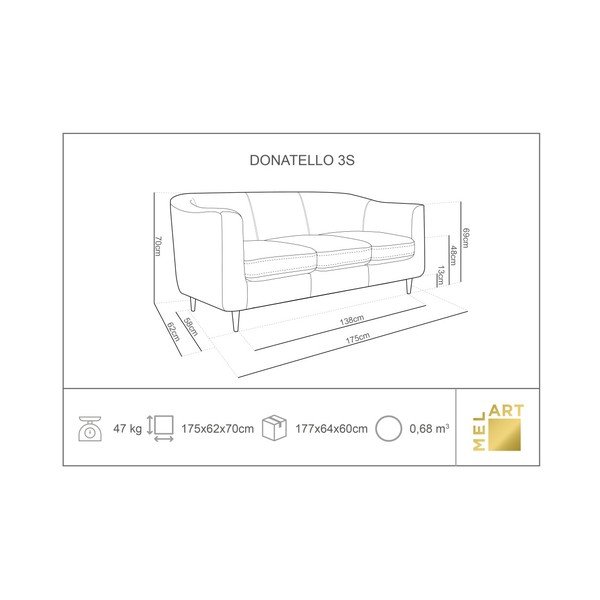 Bēšs samta dīvāns Kooko Home Glam, 175 cm-image-2
