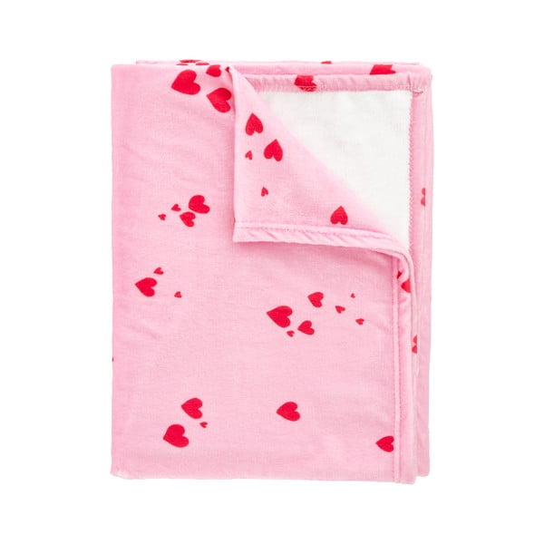 Rozā flīsa pleds 200x240 cm Heart – Catherine Lansfield