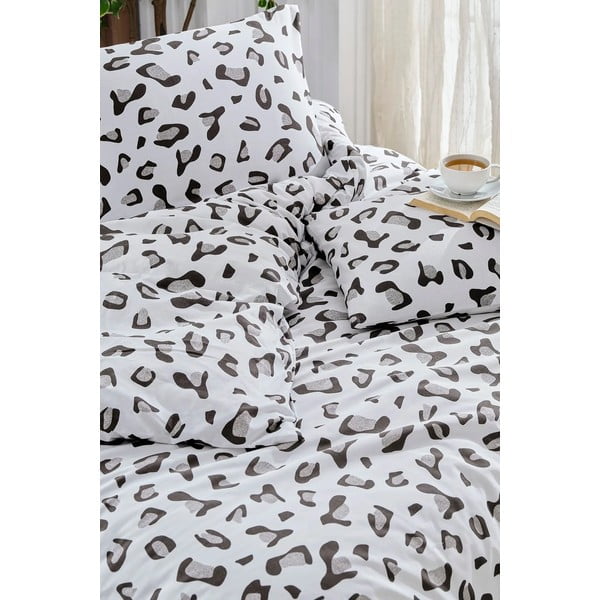 Balta/pelēka vienguļamā gultas veļa ar palagu 160x220 cm Modern – Mila Home-image-2