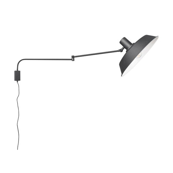 Matēti melna sienas lampa ar saliekamu konstrukciju ar vadu ø 35,5 cm Bolder – Trio