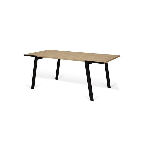 Ēdamgalds ar ozolkoka virsmu un melnām kājām TemaHome Drift, 180 x 90 cm-image-1