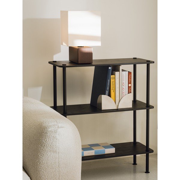 Melns plaukts ar ozolkoka imitāciju 80x90,5x35 cm Teidi – noo.ma-image-1