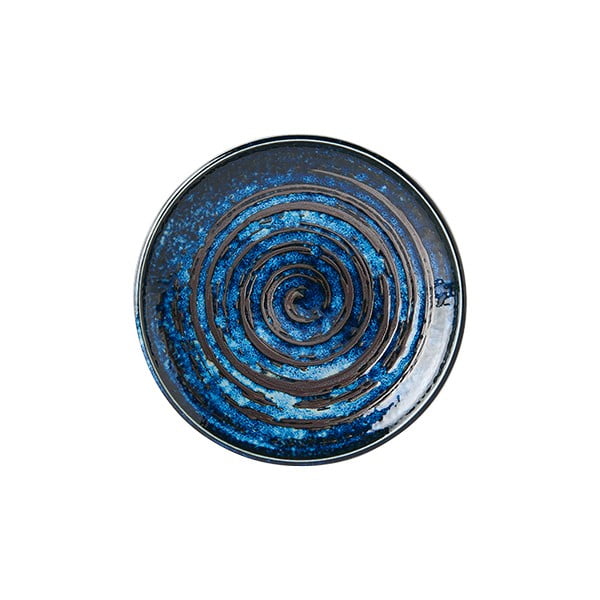 Zils keramikas šķīvis MIJ Copper Swirl, ø 17 cm