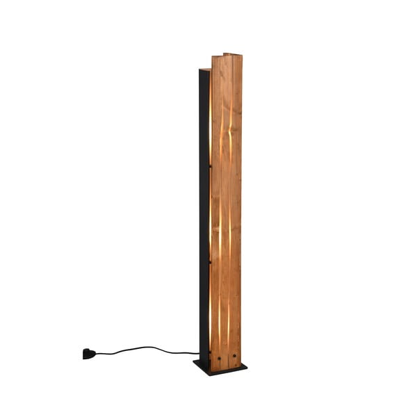 Melna/dabīga toņa stāvlampa ar koka abažūru (augstums 121 cm) Karuni – Trio-image-4