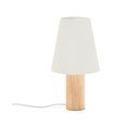Balta/dabīga toņa gumijkoka masīvkoka galda lampa ar auduma abažūru (augstums 49,5 cm) Marga – Kave Home