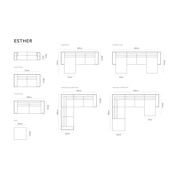 Bordo dīvāns 248 cm Esther – Milo Casa-image-4