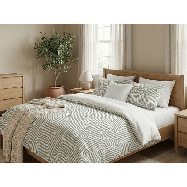 Salvijas zaļa divguļamā gultas veļa 200x200 cm Maze – Mijolnir