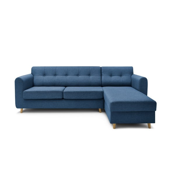 Tumši zils Bobochic Paris Athenais dīvāns, labais stūris