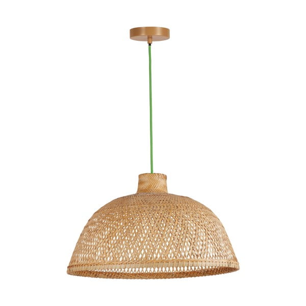 Zaļa/dabīga toņa piekaramā lampa ar bambusa abažūru ø 52 cm – SULION