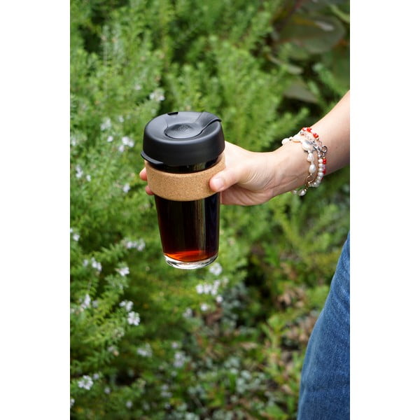 Melna/brūna ceļojumu krūze 454 ml Brew Cork Black L – KeepCup-image-1