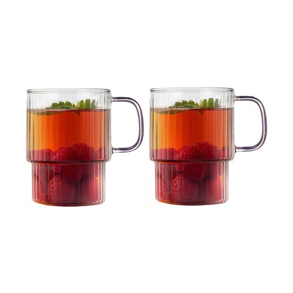 Rozā kapučīno stikla krūzes (2 gab.) 350 ml Livio – Vialli Design
