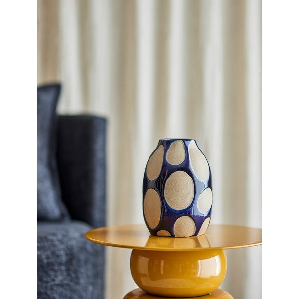 Tumši zila/krēmkrāsas akmensmasas vāze (augstums 20 cm) Bashir – Bloomingville-image-1