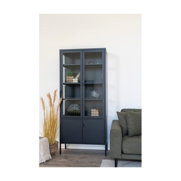 Melna metāla vitrīna 80x180 cm Brisbane – House Nordic-image-4