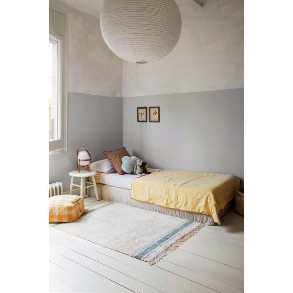 Zils/krēmkrāsas mazgājams/ar rokām darināts kokvilnas paklājs 90x130 cm Gastro Vintage Blue – Lorena Canals-image-1