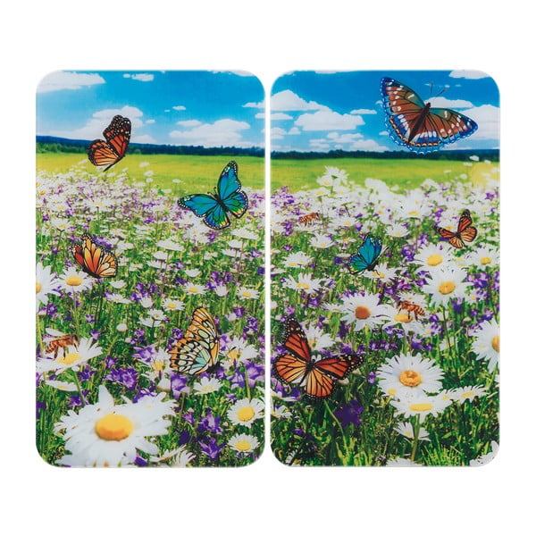 Rūdīta stikla plīts aizsargplāksnes (2 gab.) 52x30 cm Summer Meadow – Maximex