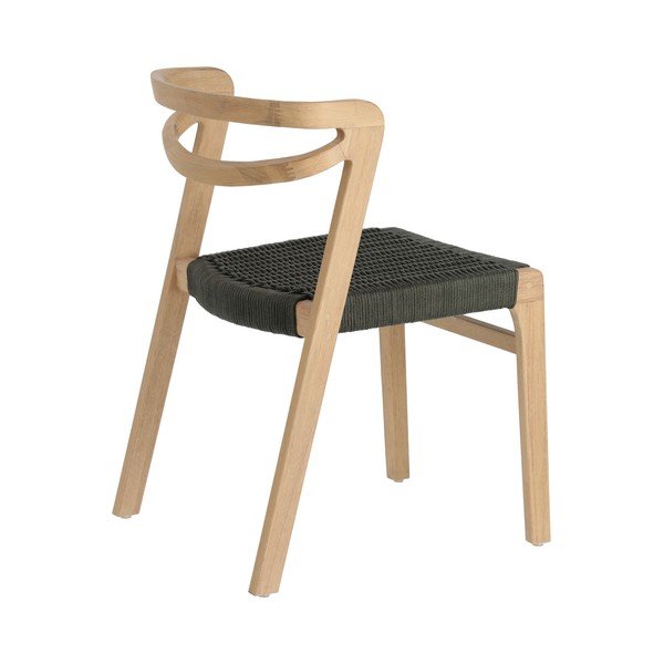 Dārza krēsls no eikalipta koka ar tumši zaļu pinumu Kave Home Ezilda-image-3
