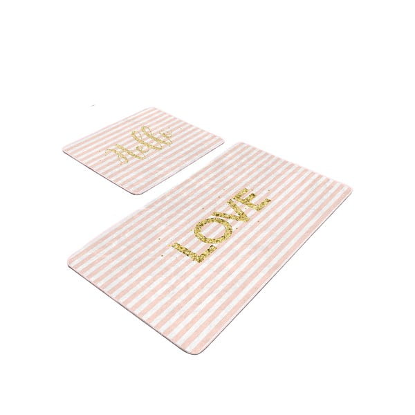 Rozā samta vannas istabas paklājiņi (2 gab.) 60x100 cm Love – Mila Home