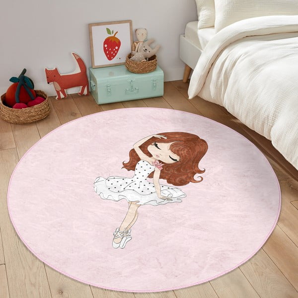 Rozā bērnu paklājs ø 100 cm Comfort – Mila Home-image-4