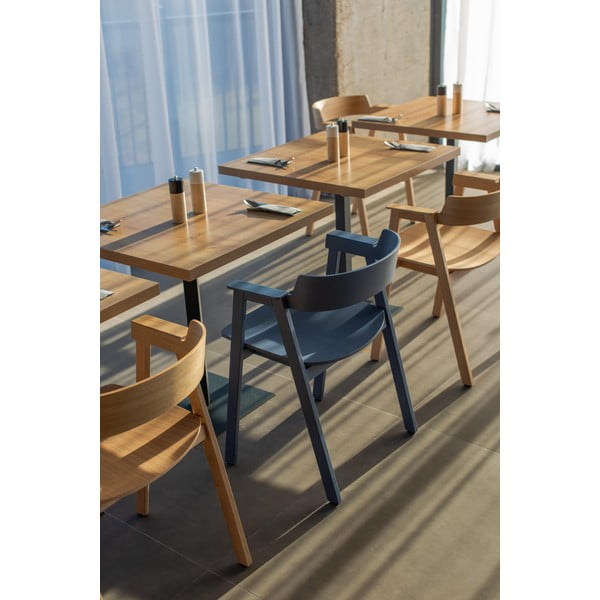 Zils ozola masīvkoka pusdienu krēsls ar roku balstiem Flip – Gazzda-image-4