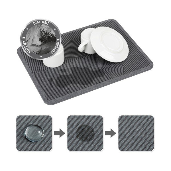 Pelēks diatomīta trauku žāvēšanas paliktnis 40x30 cm Damon – Wenko-image-2