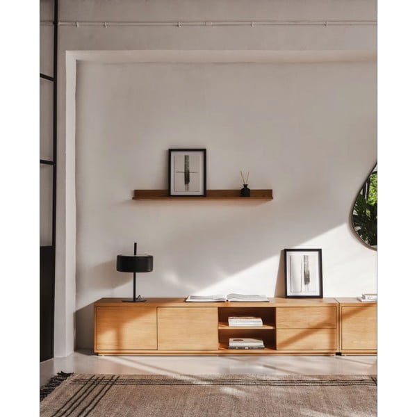 TV galdiņš ar ozolkoka imitāciju dabīgā tonī 200x44 cm Abilen – Kave Home-image-1