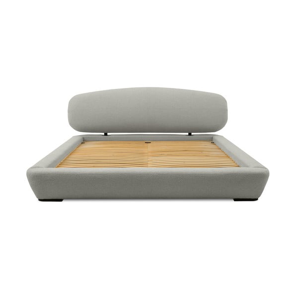Gaiši pelēka polsterēta divvietīga gulta ar redelēm 180x200 cm Odette – Scandic-image-3