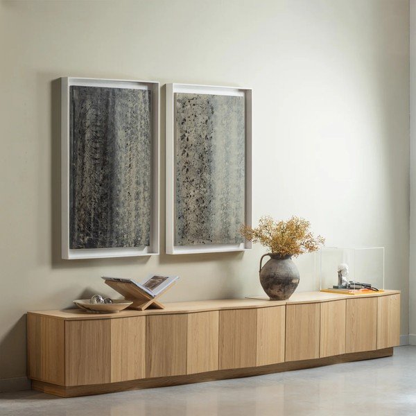 Dabīga toņa ozola masīvkoka TV galdiņš 200x52x45 cm Zuma – WOOOD-image-1