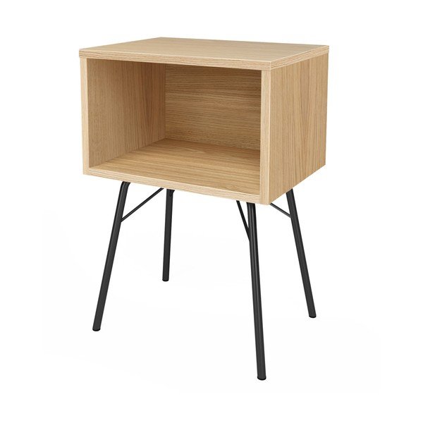 Dabīga toņa naktsgaldiņš ar ozolkoka imitāciju Rayburn – Woodman-image-2