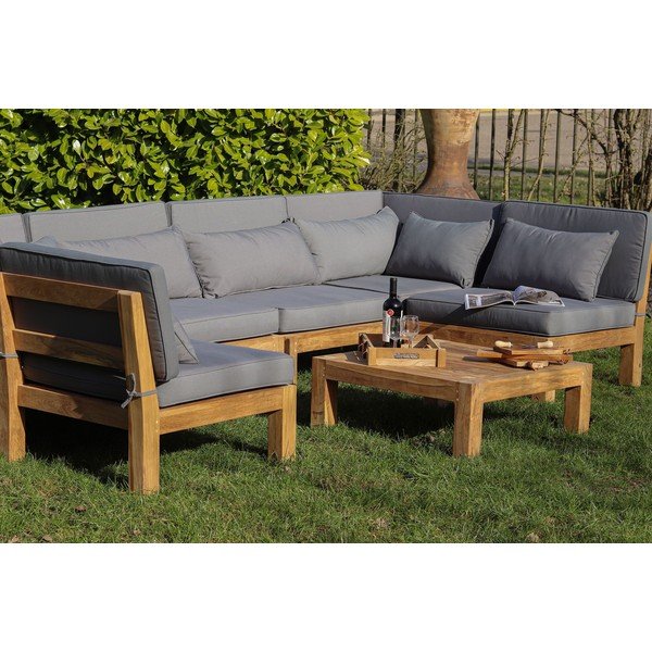 Pelēks tīkkoka dārza atpūtas komplekts 6 personām Aruba – HSM collection-image-1