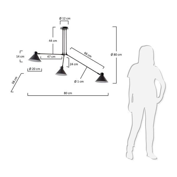 Melna griestu lampa 80x80 cm Dione – Kave Home-image-3