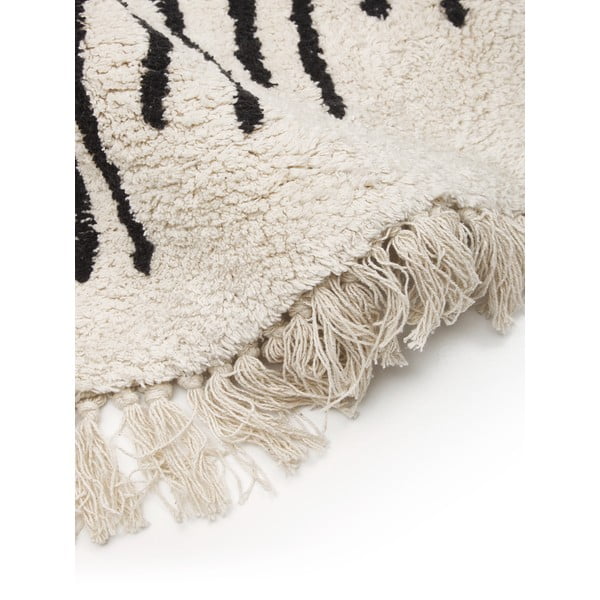 Bēši melns ar rokām austs kokvilnas paklājs Westwing Collection Fini, ø 150 cm-image-2