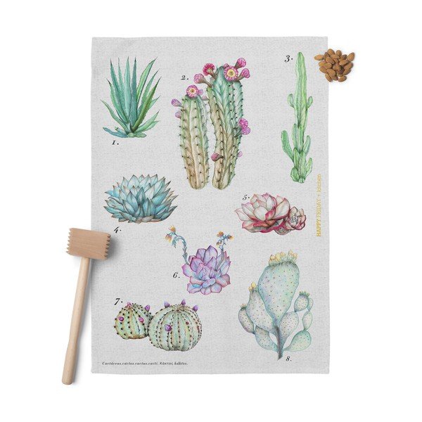 2 kokvilnas virtuves dvieļu komplekts Happy Friday Basic Cactus, 70 x 50 cm-image-1