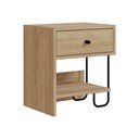 Dabīga toņa naktsskapītis ar ozolkoka imitāciju ar plauktiem Saturne – Marckeric