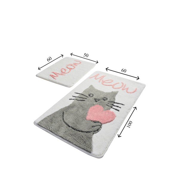 Balti/pelēki vannas istabas paklājiņi (2 gab.) 100x60 cm Kedicik – Foutastic-image-2