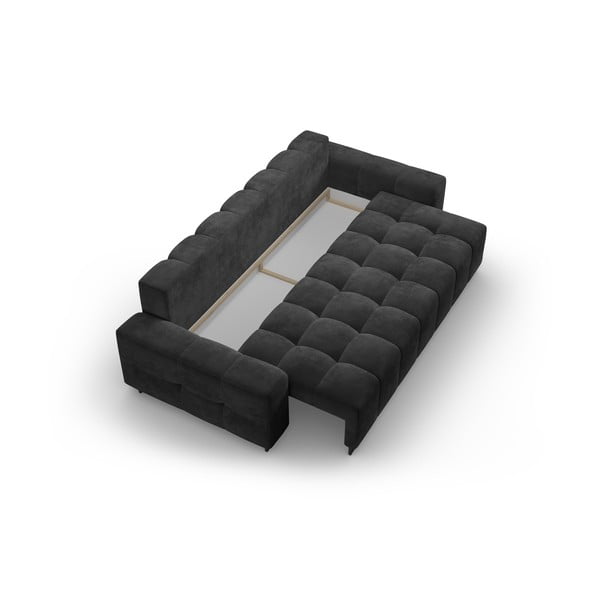 Tumši pelēks samta salokāms dīvāns ar uzglabāšanas vietu 250 cm Wicklow – Cosmopolitan Design-image-3