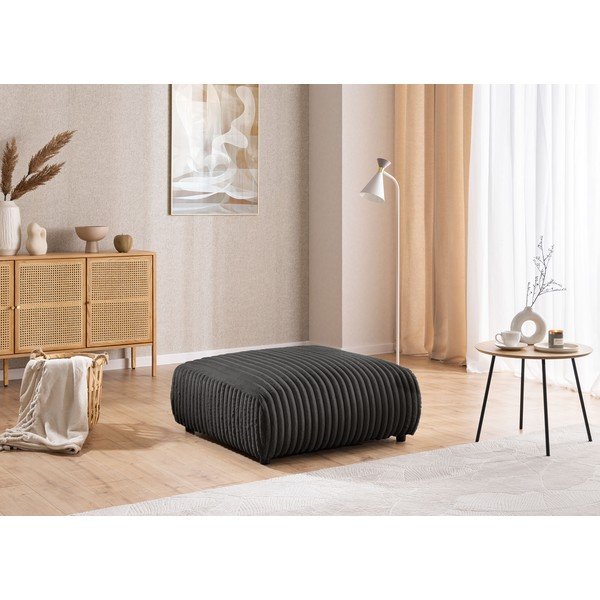 Tumši pelēks velveta kāju soliņš Justin – Ropez-image-1